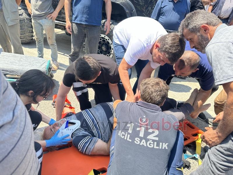 Aracın aynasının çarptığı motosikletli düşüp yaralandı