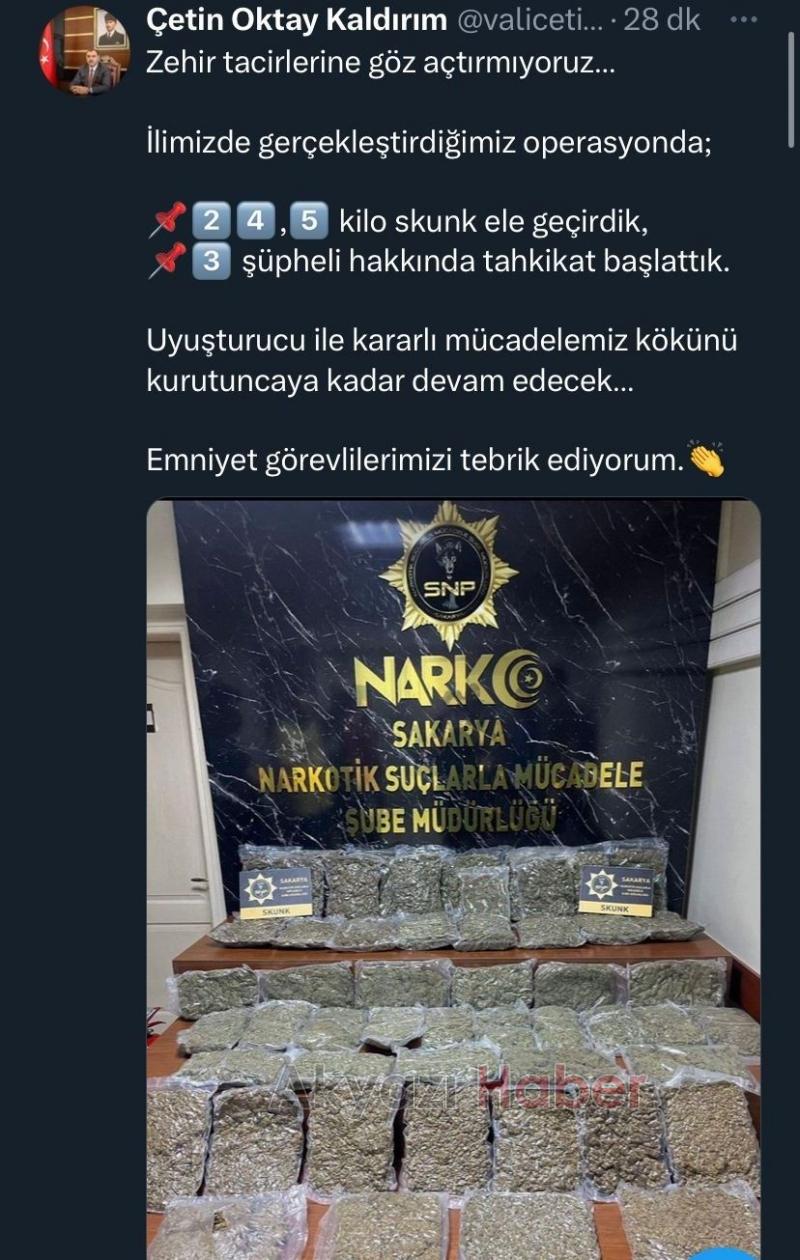 Sakarya'da büyük uyuşturucu operasyonu