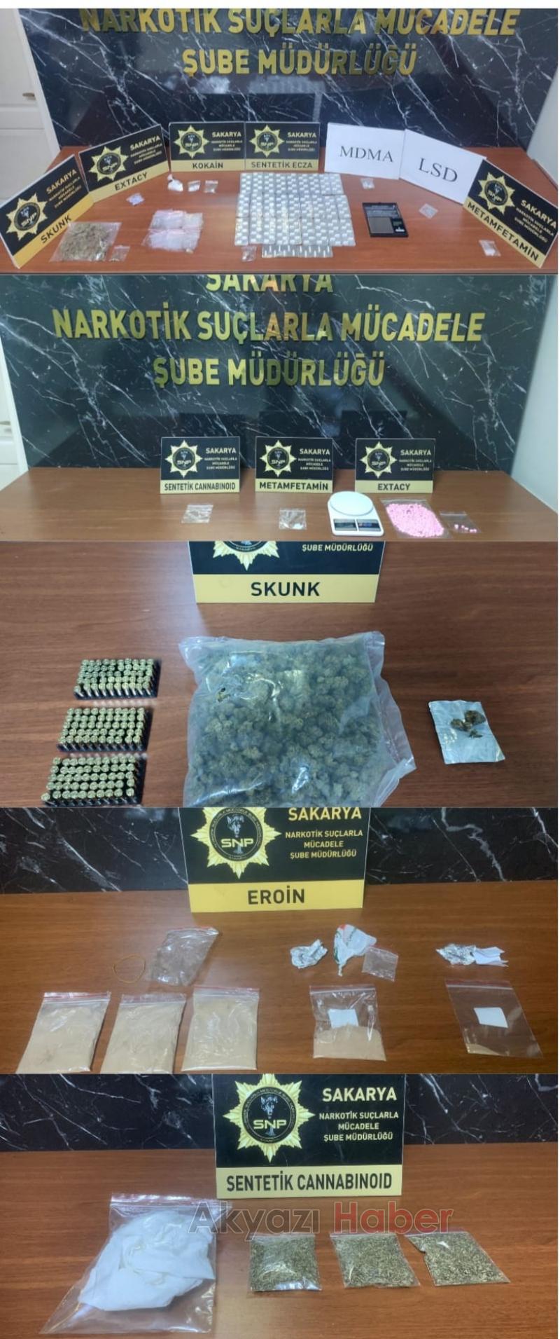 Sakarya'da uyuşturucu operasyonlarında 88 kişi yakalandı