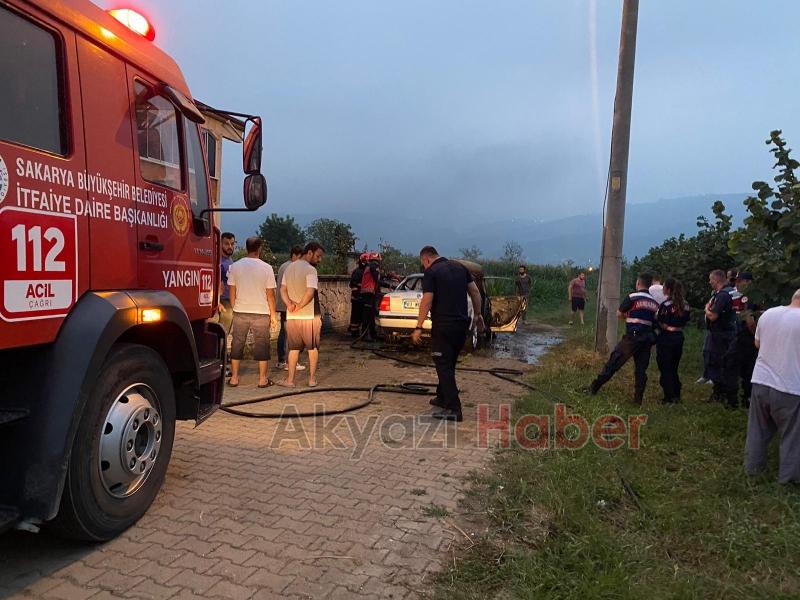 Park halindeki otomobilde yangın çıktı