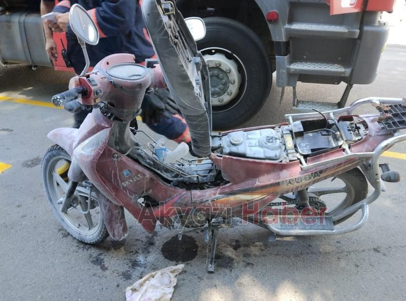 Benzin hortumu koptu alevler içinde kaldı