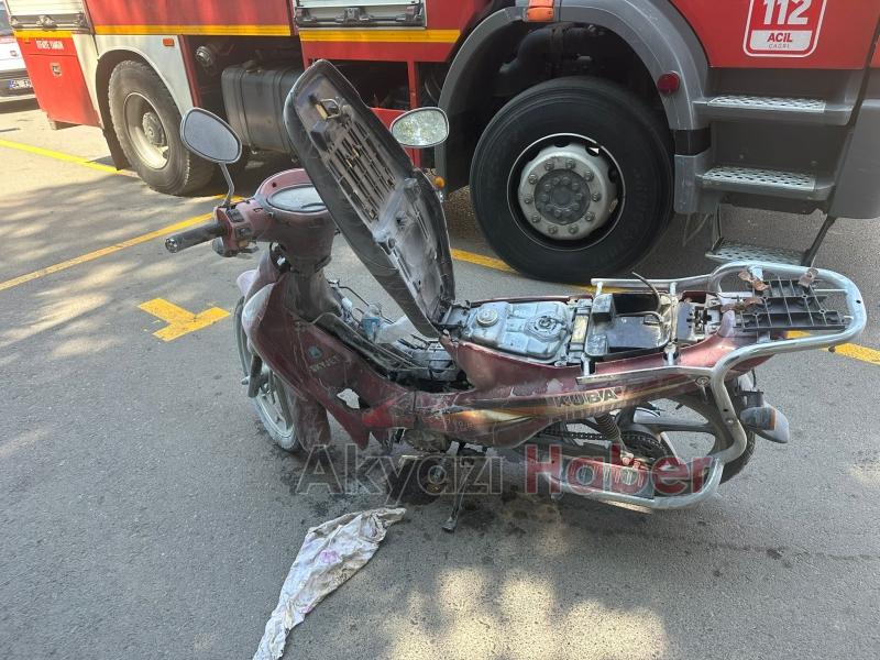 Benzin hortumu koptu alevler içinde kaldı