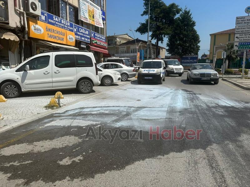 Benzin hortumu koptu alevler içinde kaldı