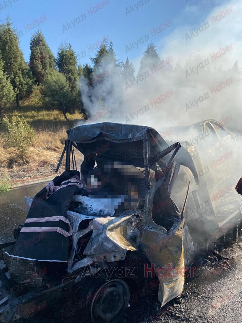 TEM'de korkunç kaza: Alev alev yanan araçta can verdi