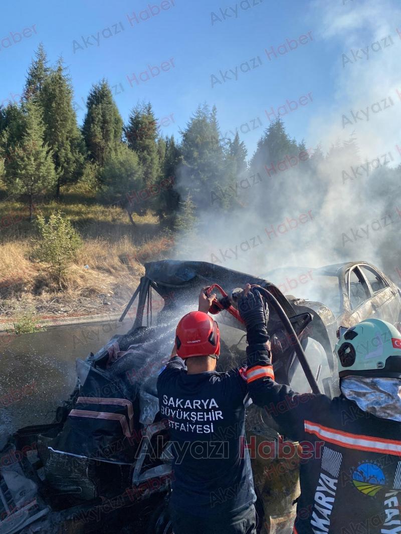 TEM'de korkunç kaza: Alev alev yanan araçta can verdi