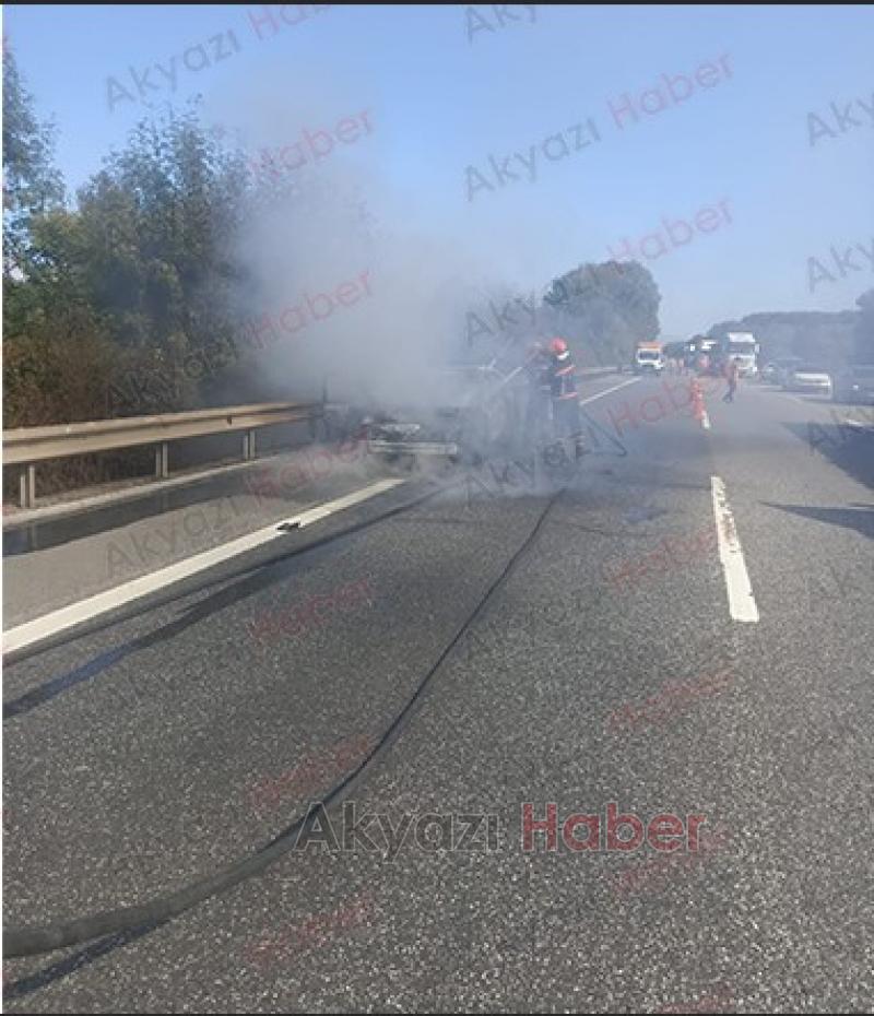 Otoyolda otomobil küle döndü