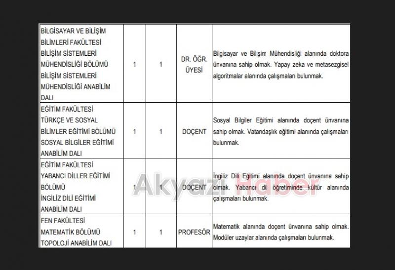 SAÜ akademik personel alacak