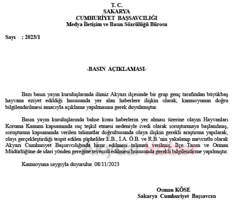 Akyazı'daki skandal olay için savcılık harekete geçti