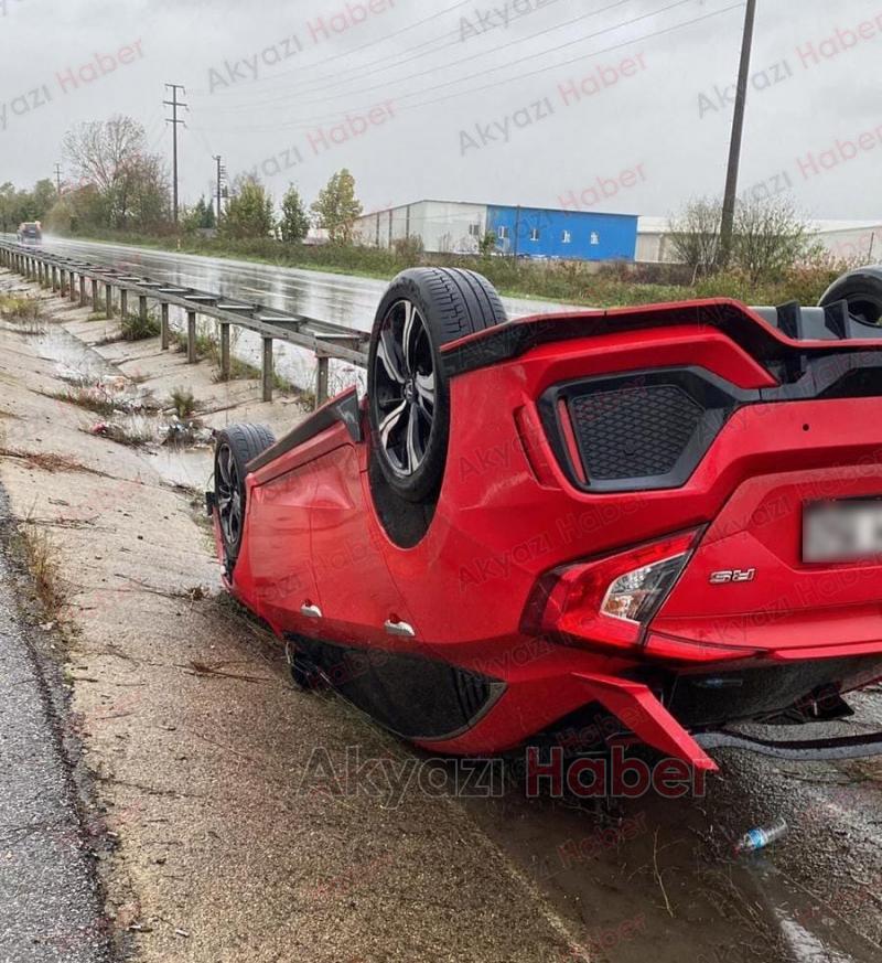D-140'da takla atan otomobilin sürücüsü yaralandı