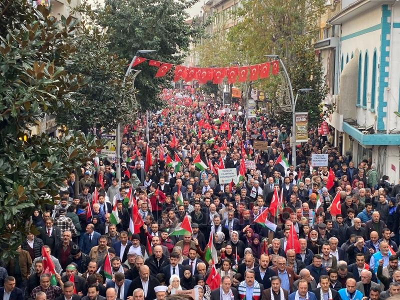 Sakarya'da binlerce kişi Filistin için yürüdü