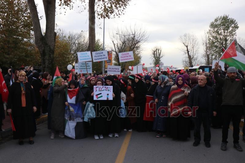 Sakarya'da binlerce kişi Filistin için yürüdü