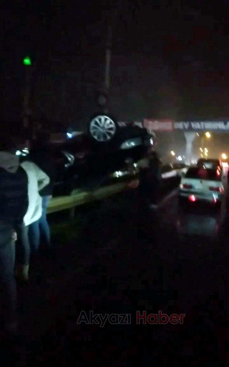 Ters dönen otomoblin sürücüsü yaralandı