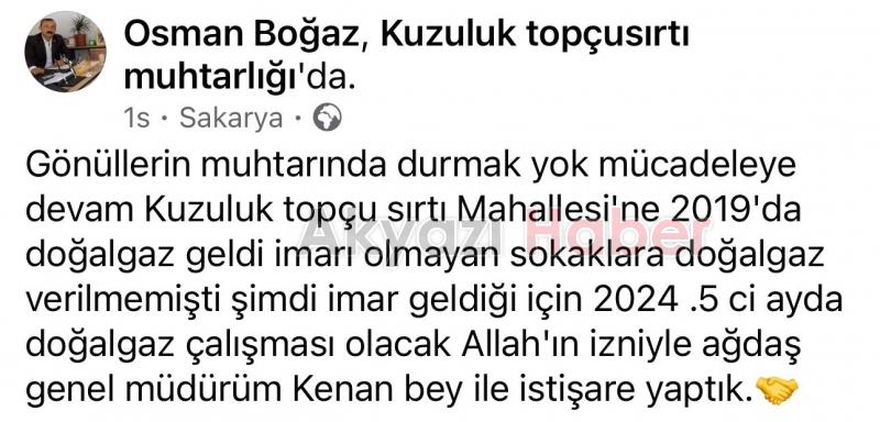 Kuzuluk ta jet imar değişikliği ile olmayan sokaklara da doğalgaz geliyor