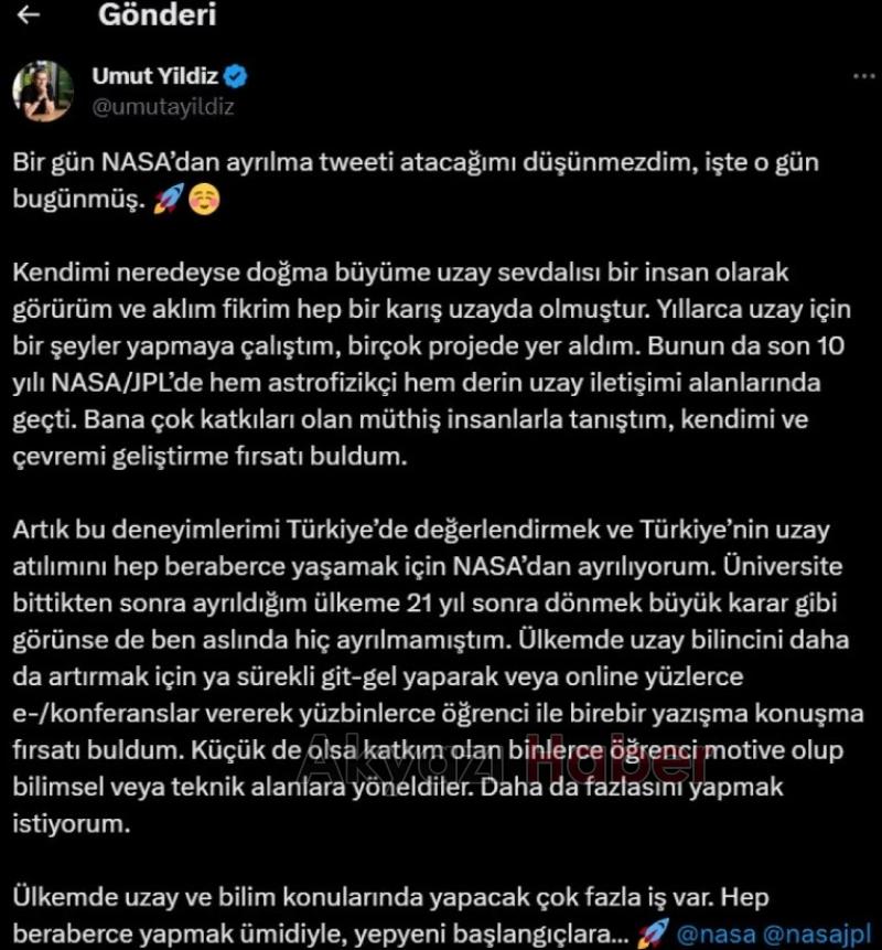 Astrofizikçi Umut Yıldız NASA'dan ayrıldı! 
