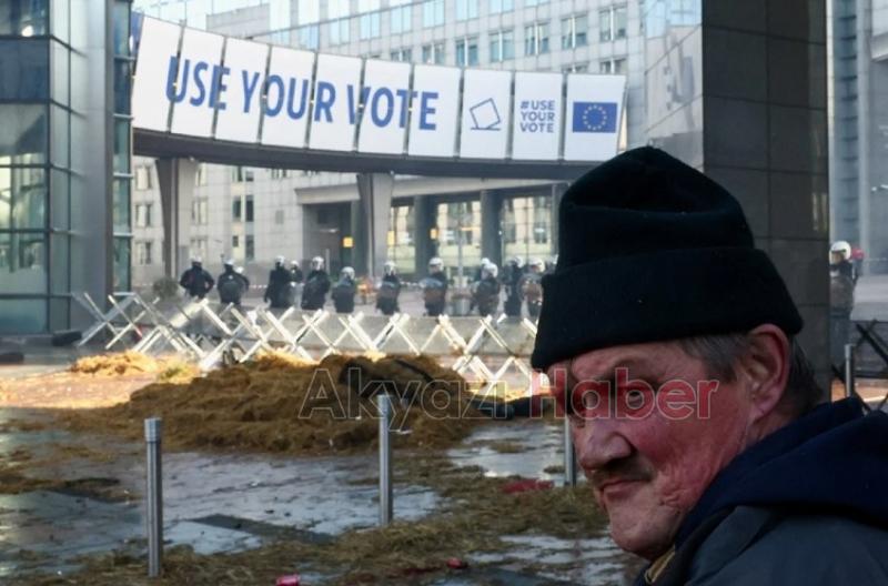 Çiftçiler, Brüksel'de ortalığı savaş alanına çevirdi