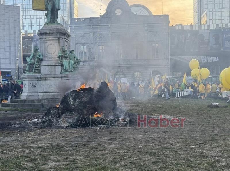 Çiftçiler, Brüksel'de ortalığı savaş alanına çevirdi