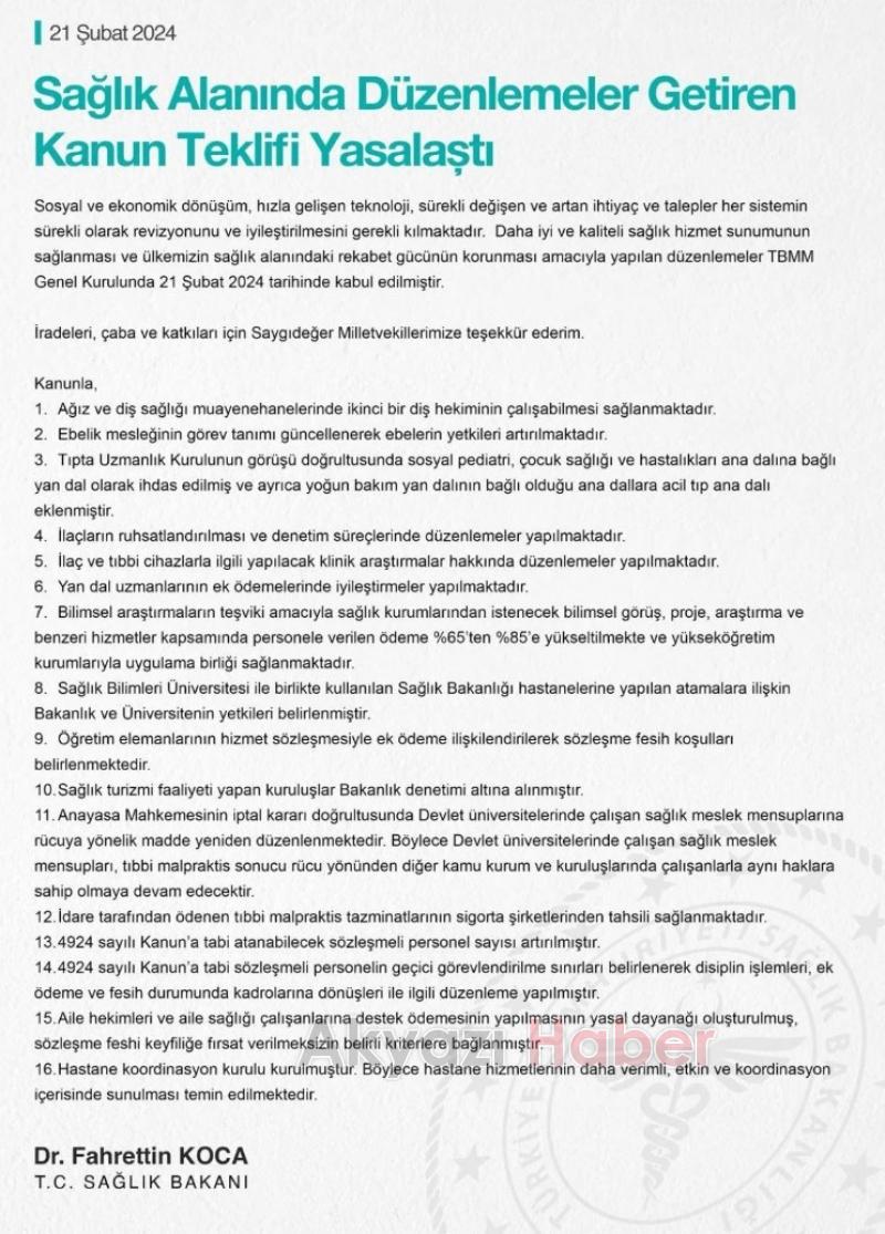 Sağlık alanında düzenlemeler içeren teklif TBMM'de kabul edildi