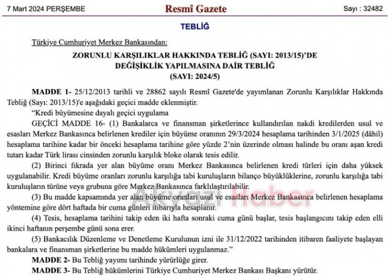 Merkez Bankası'ndan zorunlu karşılık adımı: Bloke olarak tutulacak