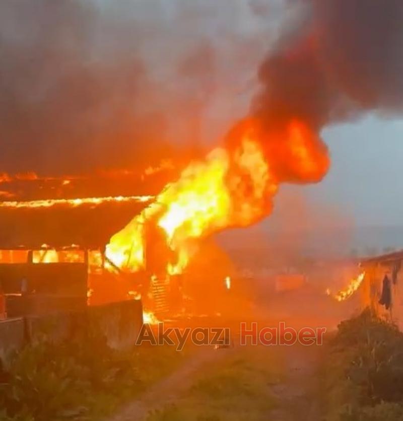 Akyazıda çiftlikte yangın