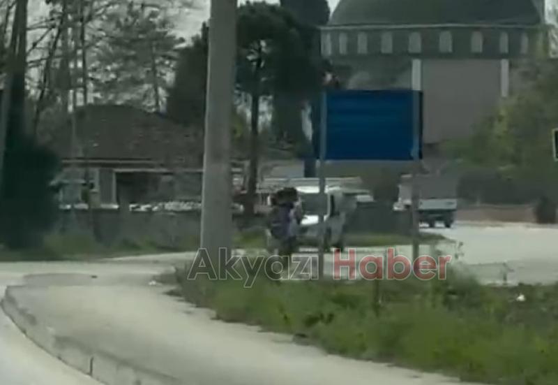 Motosikletli magandanın tehlikeli sürüşü