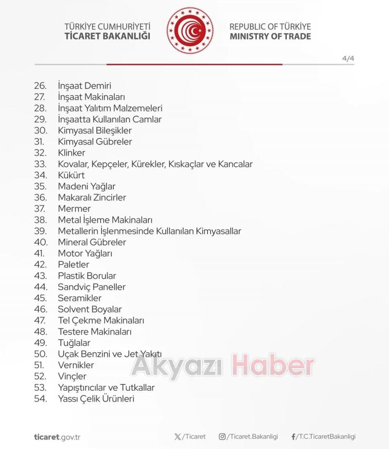 Ticaret Bakanlığı açıkladı: İsrail'e ihracat kısıtlaması