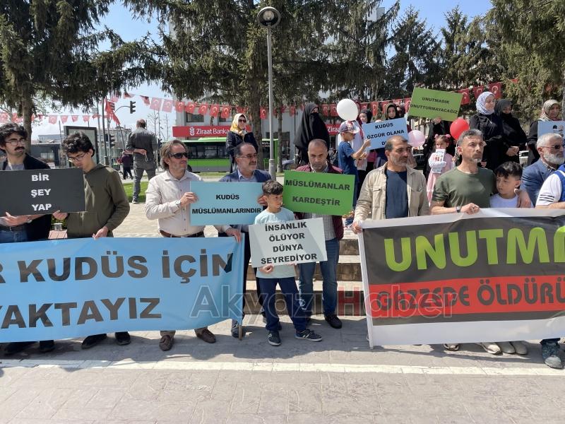 Sakarya'da İsrail'in Gazze'ye yönelik saldırıları protesto edildi