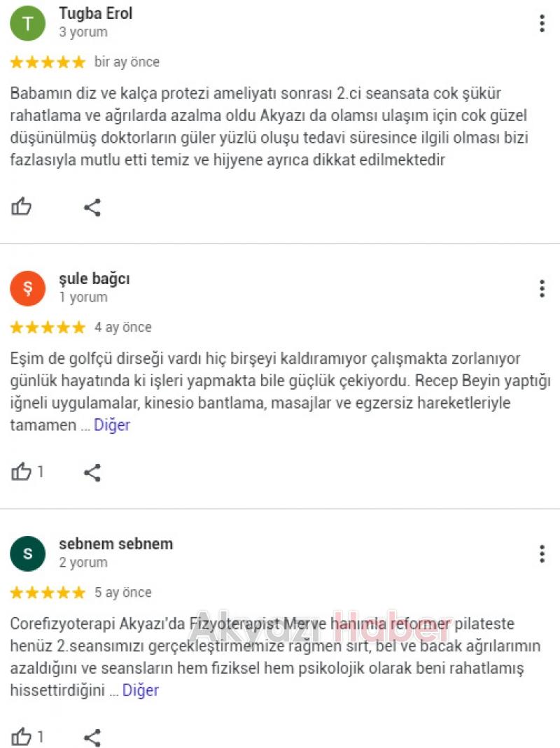 Core FİZYOTERAPİ Akyazı'ya iyi geldi