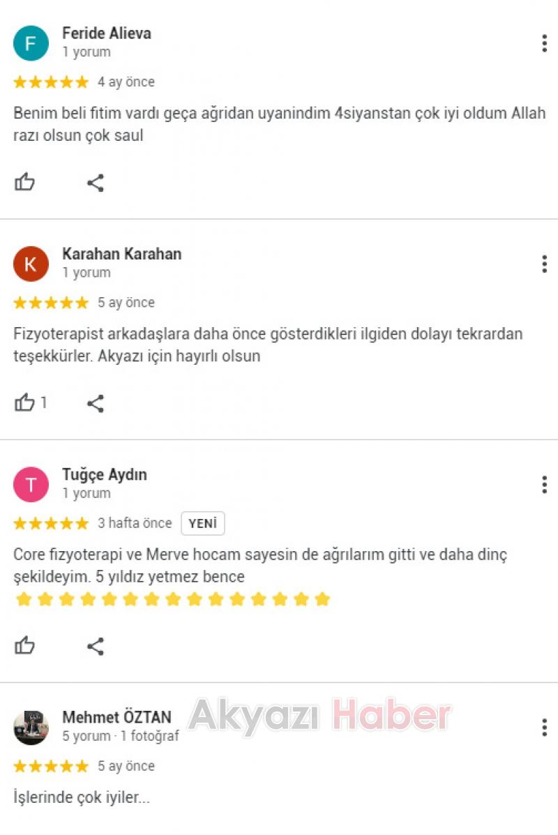 Core FİZYOTERAPİ Akyazı'ya iyi geldi