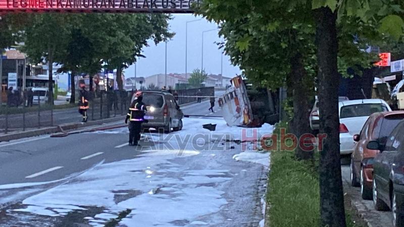 Tanker kaza yaptı, evler tahliye edildi