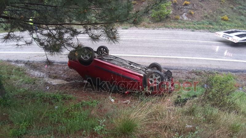 Hastaneye giden çiftin otomobili takla attı: 1 yaralı