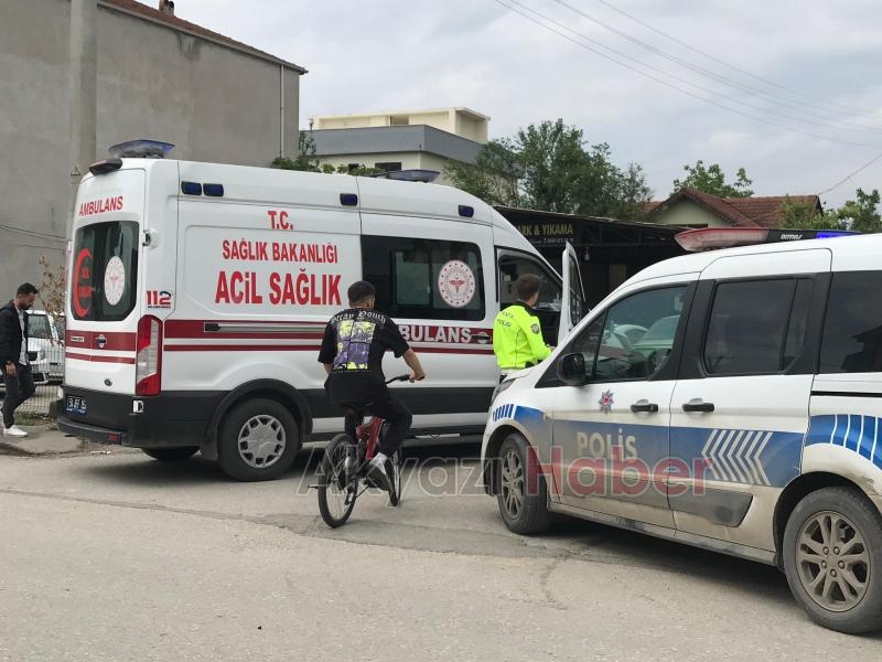 Caddede korkutan kaza bisikletli çocuk yaralandı