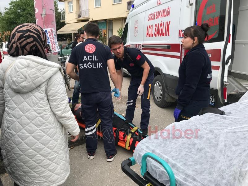 Caddede korkutan kaza bisikletli çocuk yaralandı