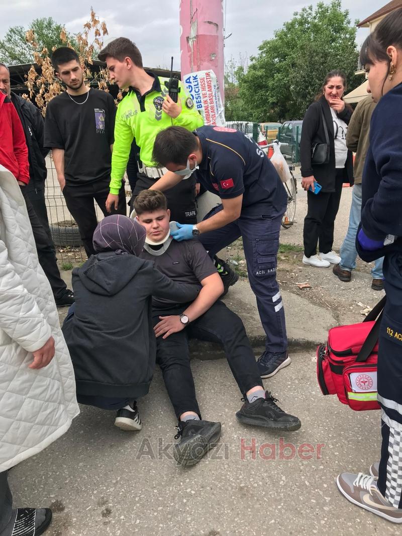 Caddede korkutan kaza bisikletli çocuk yaralandı