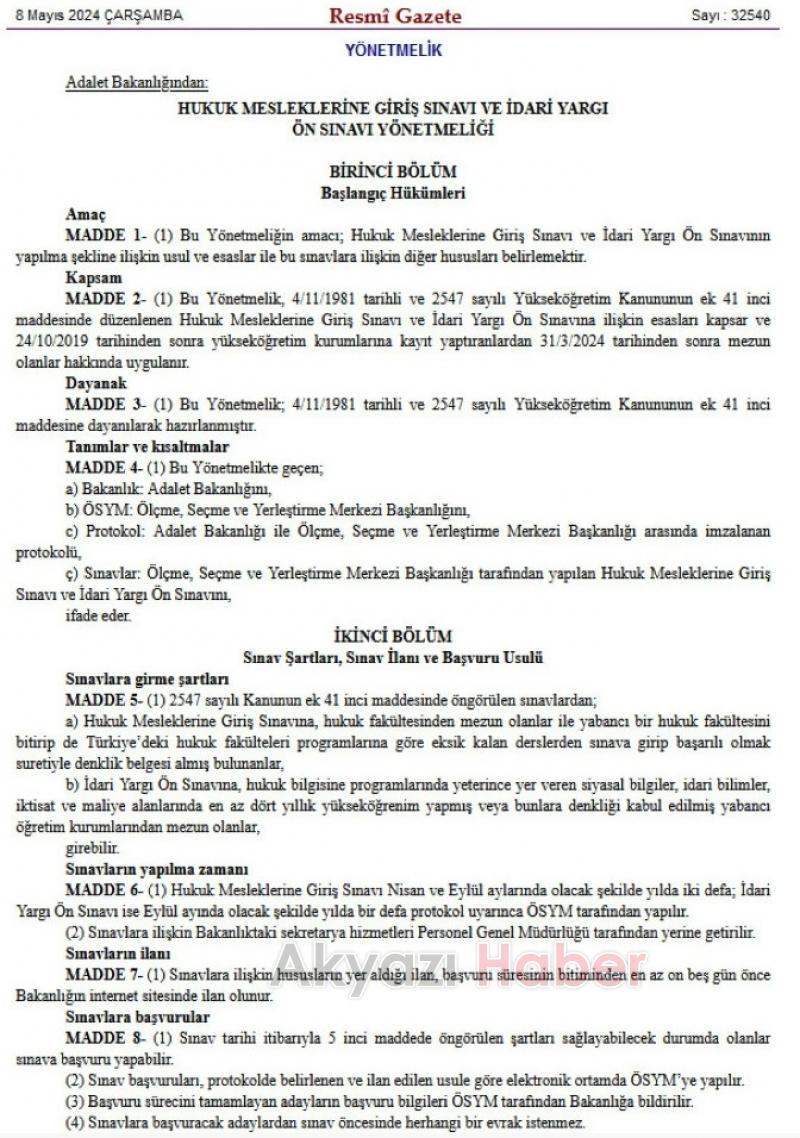 Hukuk mesleklerine girişte yeni dönem: Karar Resmi Gazete'de