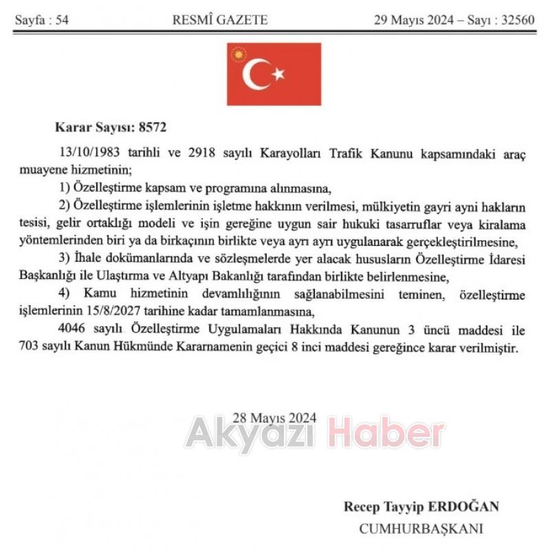 Araç muayene hizmetleri özelleştirme kapsamına alındı