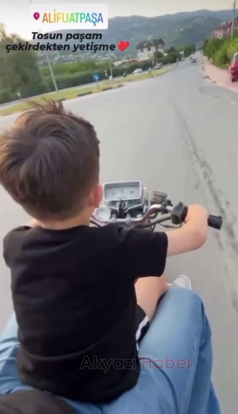 Küçük çocuklara motosiklet kullandırıp sosyal medyada paylaştılar