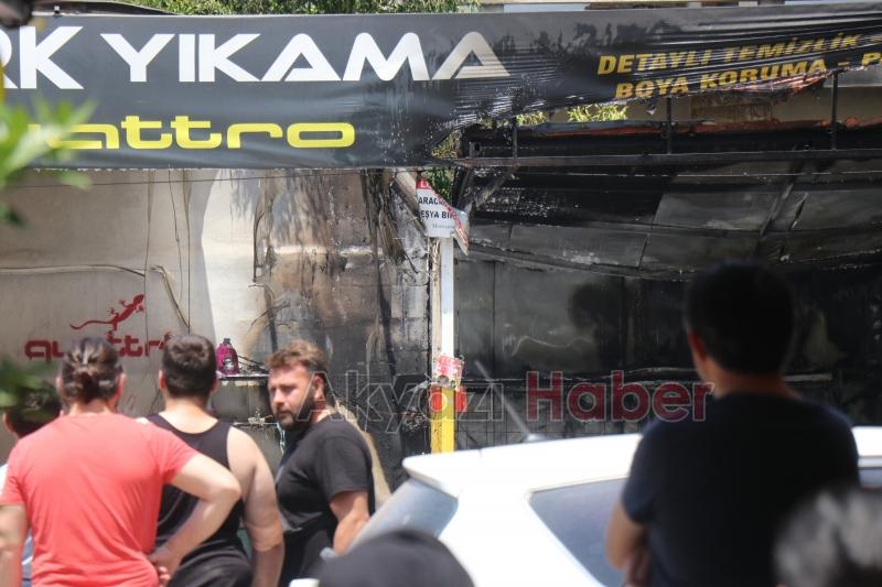 Oto yıkamacıda yangın