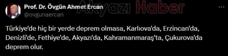 Deprem uzmanı Akyazı'yı işaret etti