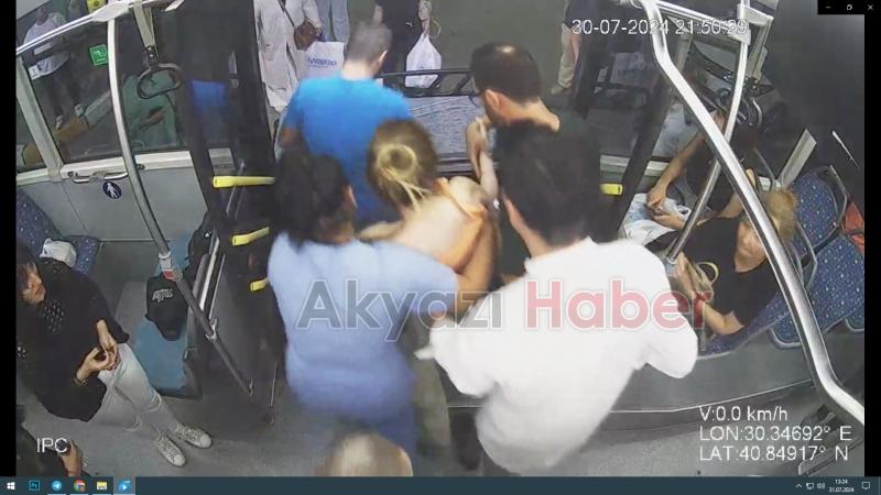 Büyükşehir otobüsünde hayat kurtaran seferberlik kamerada