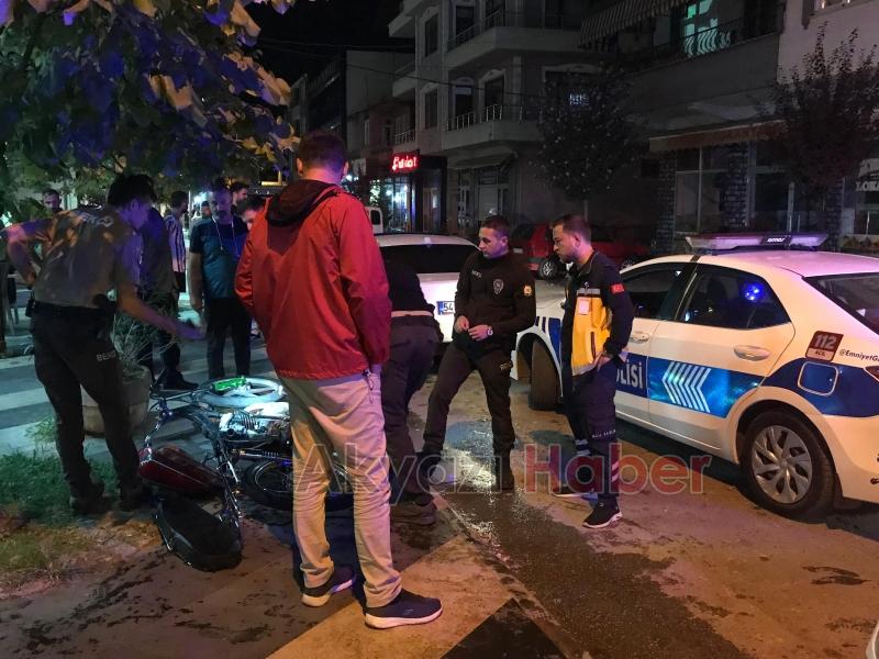 Motosiklet çay bahçesine uçtu