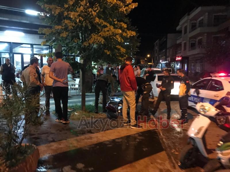 Motosiklet çay bahçesine uçtu