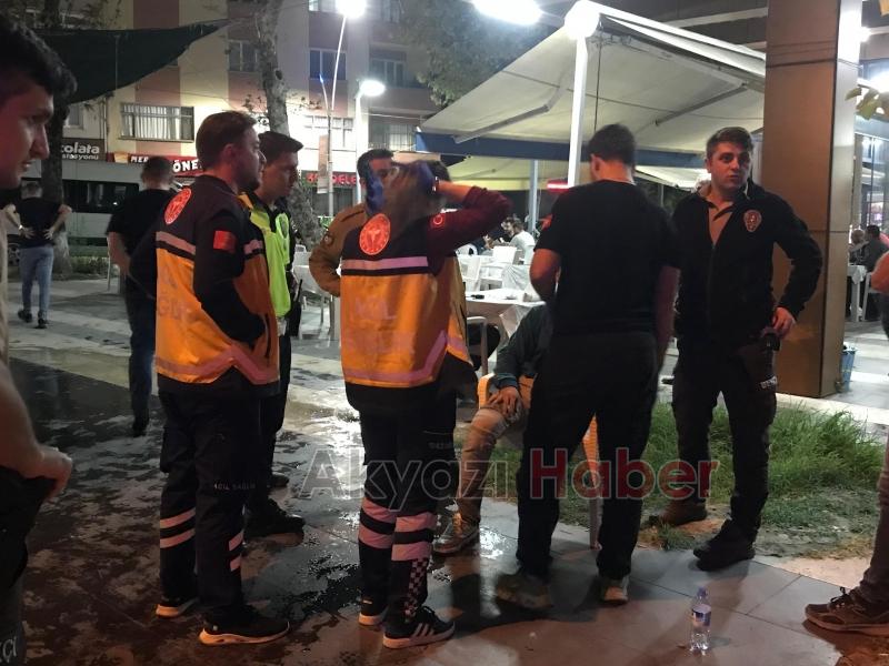 Motosiklet çay bahçesine uçtu