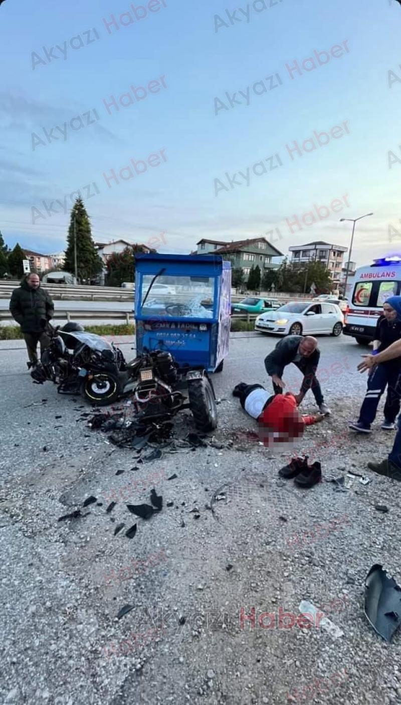 Pat pat ile çarpışan motosikletli ağır yaralandı