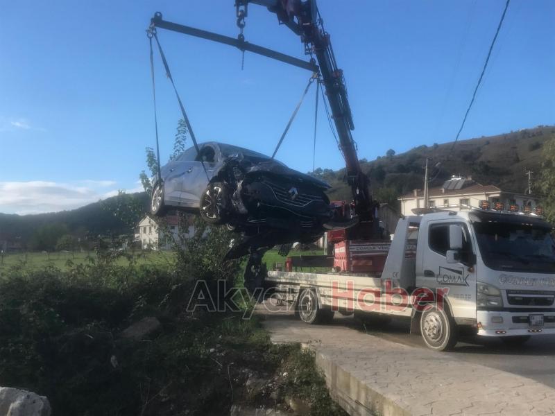 Otomobil dereye uçtu 1 yaralı