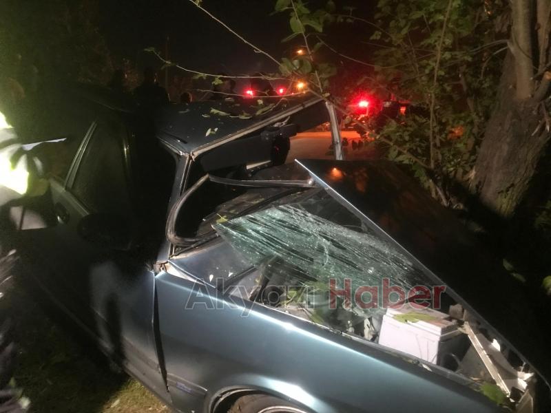 Ağaca çarpan otomobilin sürücüsü yaralandı