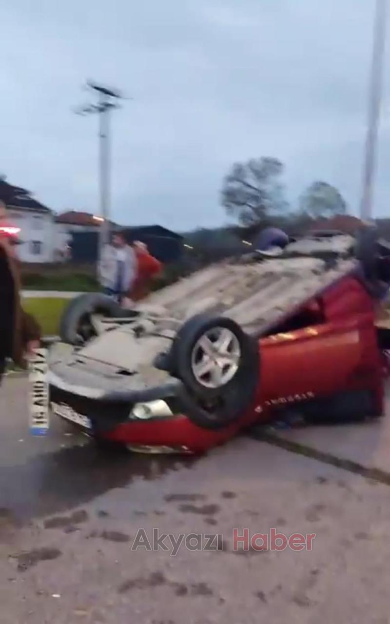 Başka araçla çarpışan otomobil takla attı: 1 yaralı
