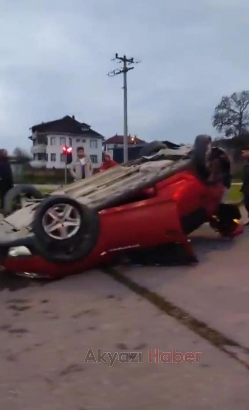 Başka araçla çarpışan otomobil takla attı: 1 yaralı