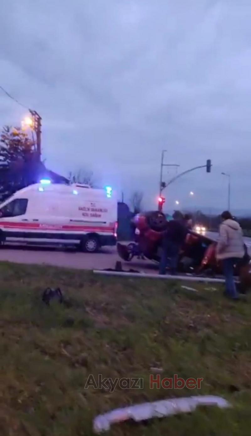 Başka araçla çarpışan otomobil takla attı: 1 yaralı