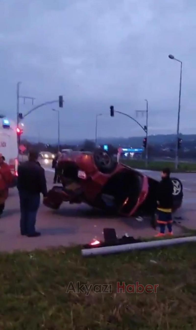 Başka araçla çarpışan otomobil takla attı: 1 yaralı