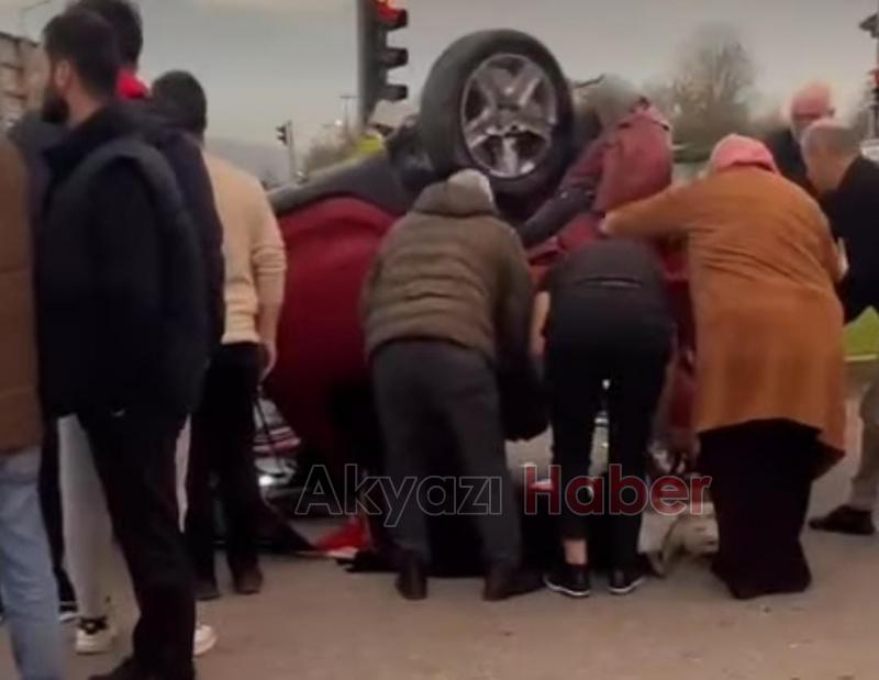 Başka araçla çarpışan otomobil takla attı: 1 yaralı